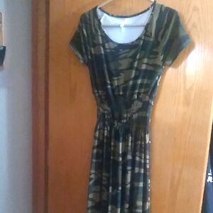 Camouflage Short Sleeve Maxi Dress